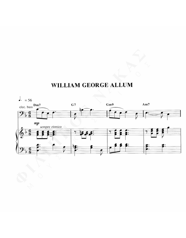 William George Allum – Μουσική: Θ. Μικρούτσικος, Ποίηση: Ν. Καββαδίας