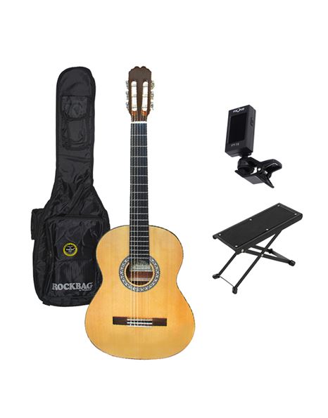 ALVARO No. 27 Classical Guitar 4/4 with Gig Bag, Foot Rest and Tuner Bundle