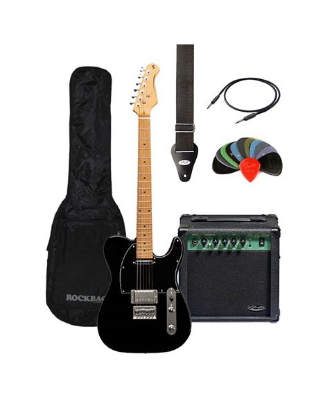 STAGG SET-PLUS BK Electric Guitar with STAGG 10 GA EU and Accessories Bundle 1