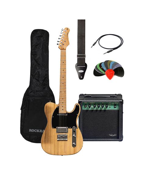 STAGG SET-PLUS NAT Electric Guitar with STAGG 10 GA EU and Accessories Bundle 1