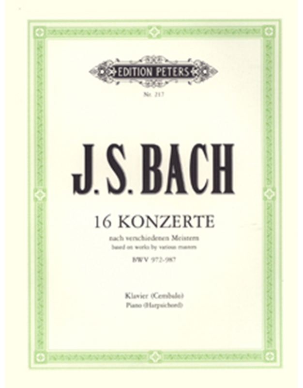 J.S.Bach - 16 Konzerte nach verschiedenen Meistern BWV 972-987 Klavier (Cembalo) / Εκδόσεις Peters