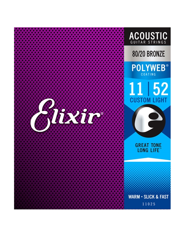 ELIXIR 11025 'Polyweb' Custom Light Acoustic Guitar Strings