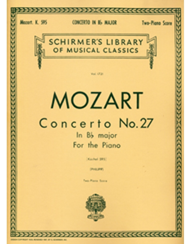 W.A. Mozart - Concerto No. 27 in Bb major KV 595 / Schirmer editions