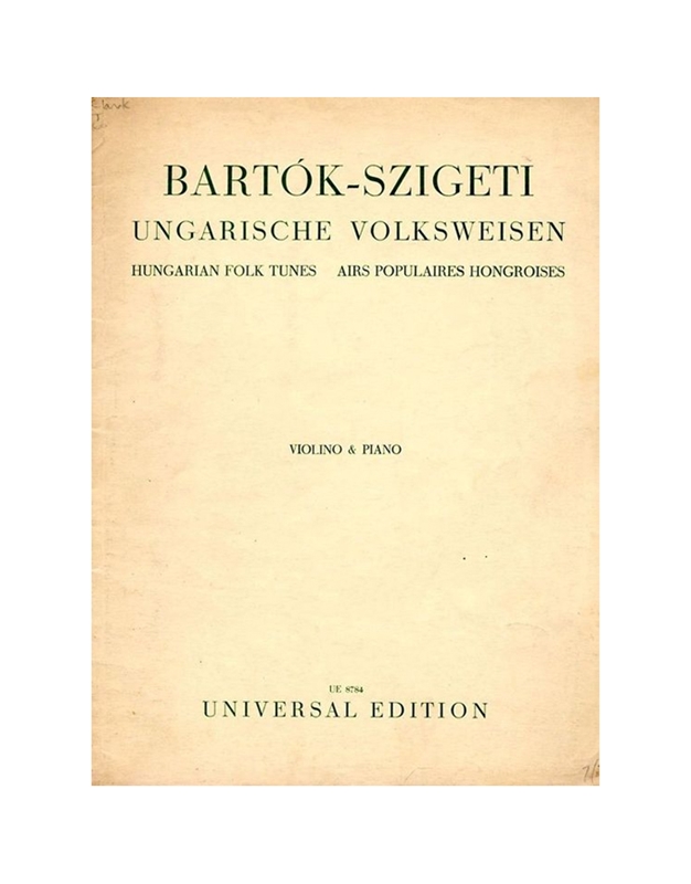 Bela Bartok - Hungarian Folk Tunes for violin and piano