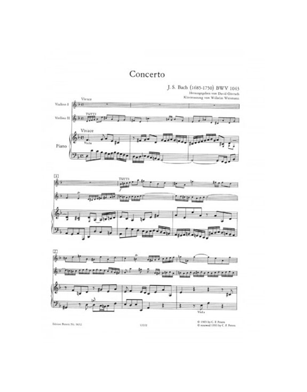 J.S.Bach - Konzert D Minor BWV 1043 / Εκδόσεις Peters