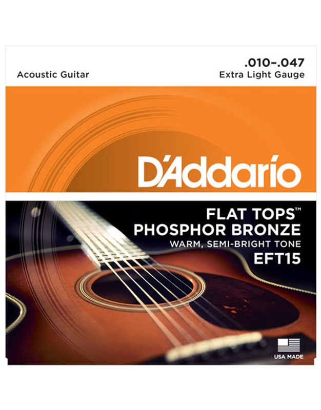 D'Addario EFT-15 Acoustic Guitar Strings Flat X-Lite