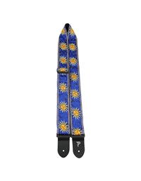 PERRIS Jacquard Design ''Yellow Suns on Blue'' Electric Guitar / Bass Leather Strap