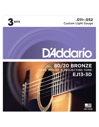 D'Addario EJ-13 3D Bronze Acoustic Guitar Strings 3 Sets (11-52)
