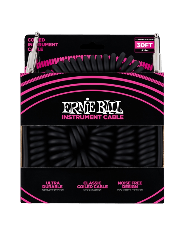 ERNIE BALL Instrument Cable Coiled straight 9m Black