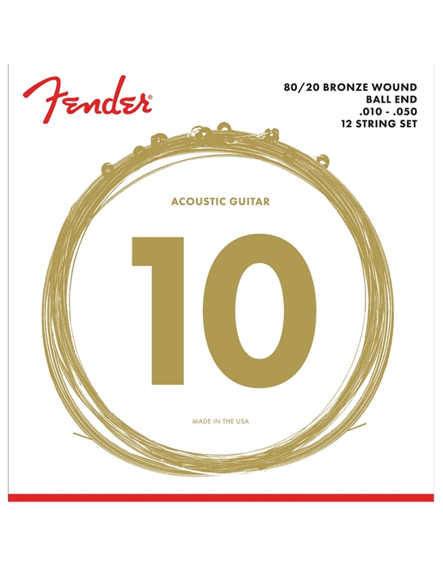 FENDER 70-12L 80/20 Bronze Χορδές 12χορδης Ακουστικής Κιθάρας (10-50)