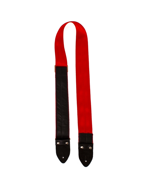 PERRI'S EASY-7181 Black/Red Garment Leather Strap for Electric Guitar - Bass 