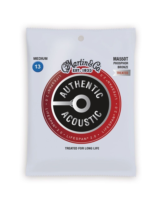 MARTIN MA550T Lifespan Treated Phosphor Bronze Authentic Acoustic Guitar Strings (013-56)