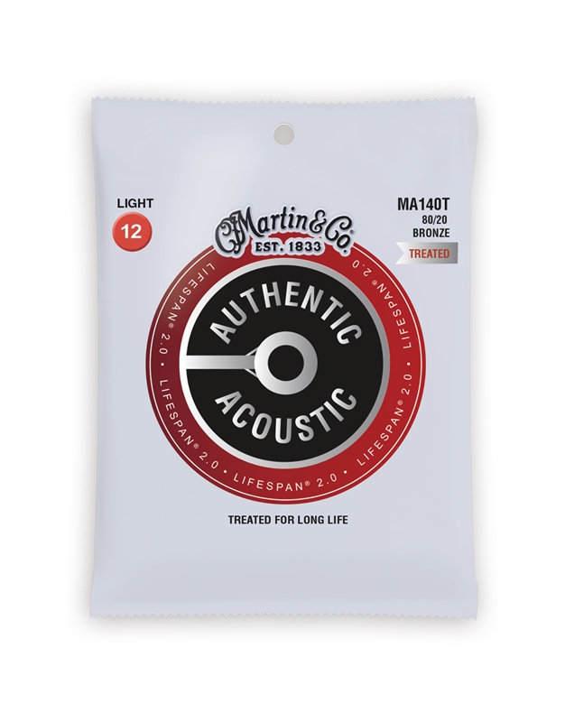 MARTIN MA140T Lifespan Treated 80/20 Bronze Acoustic Guitar Strings (012-54)