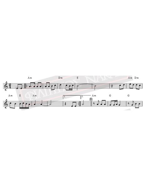 Ena Amaxi Me Dyo Aloga - Music: G. Bithikotsis, Lyrics: K. Virvos - Music score for download
