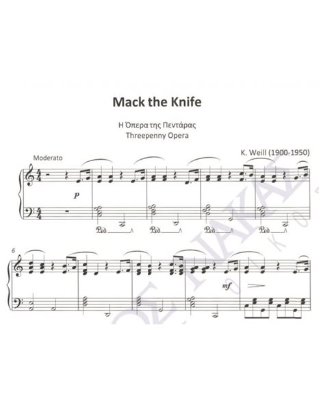 Mack the Knife (Threepenny Opera) - Composer: K. Weill
