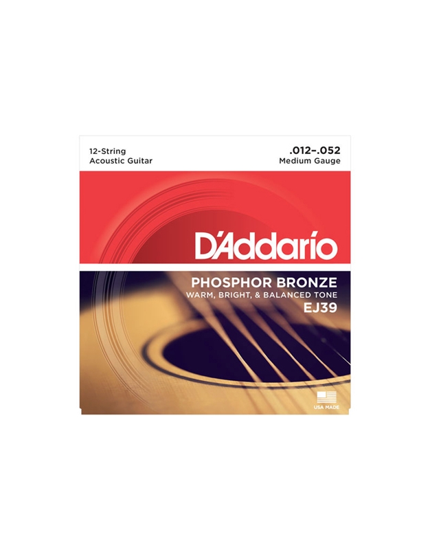 D'Addario J39 Acoustic Guitar Strings 12-string
