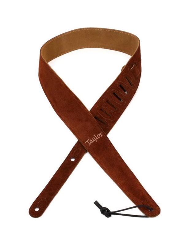 TAYLOR 4400-25 Embroidered Suede Choc Leather Guitar Strap