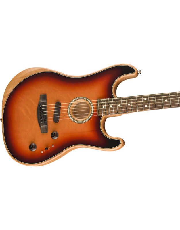 FENDER American Acoustasonic Strat Ebony 3-Color Sunburst Electric Acoustic Guitar