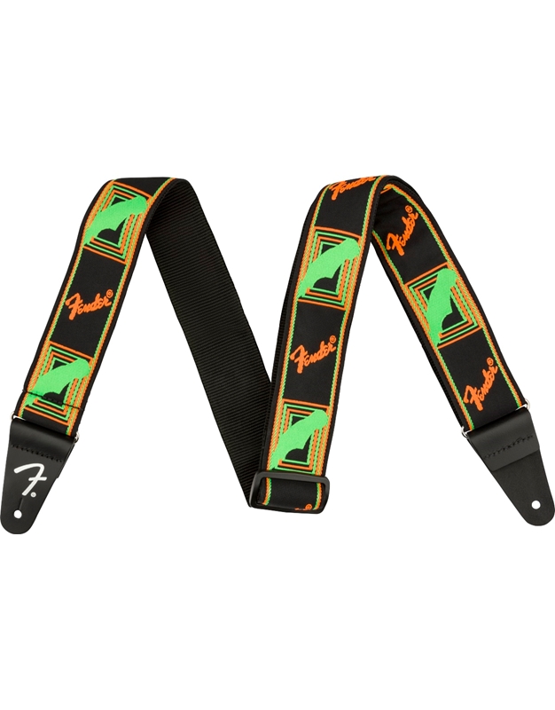 FENDER Neon Monogrammed Green/Orange Guitar - Bass Strap