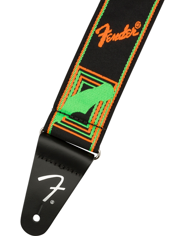 FENDER Neon Monogrammed Green/Orange Guitar - Bass Strap