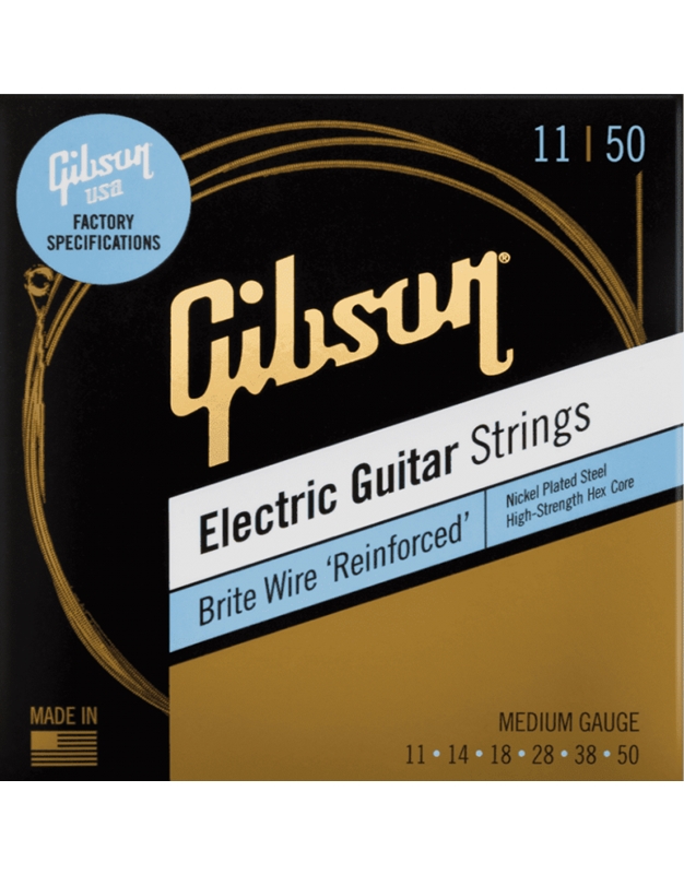 GIBSON SEG-BWR11 Brite Wire Reinforced Electric Guitar String Set (11-50)