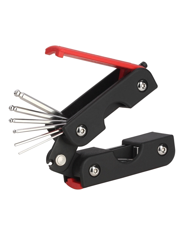 ROCKCARE BY WARWICK  RB TOOL MULTI TOOL M MultiTool (Metric / Red) 13-In-1 Set with String Winder for Guitar & Bass