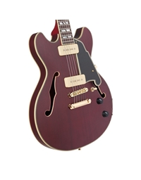 D' ANGELICO Deluxe Mini DC Satin Trans Wine Electric Guitar