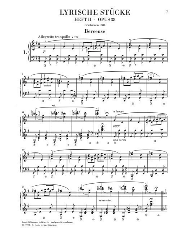 Grieg Lyric Pieces N.2 op.38/ Εκδόσεις Henle Verlag- Urtext