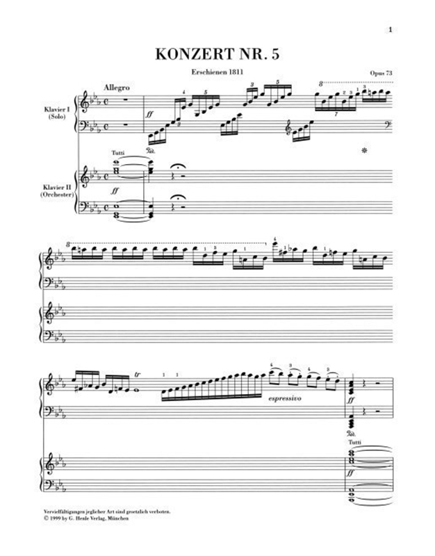 Beethoven Concerto 5 Eb maj op.73/ Εκδόσεις Henle Verlag- Urtext