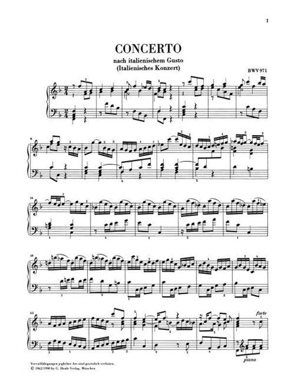 Johann Sebastian Bach - Italian Concerto Bwv 971/ Henle Verlag Editions - Urtext