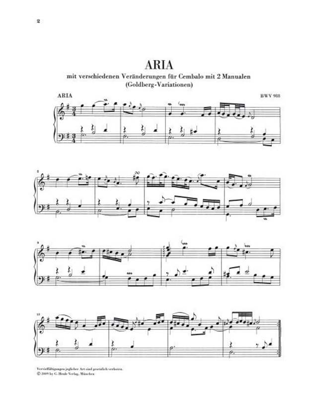 Johann Sebastian Bach - Goldberg Variations Bwv 988/ Henle Verlag Editions - Urtext