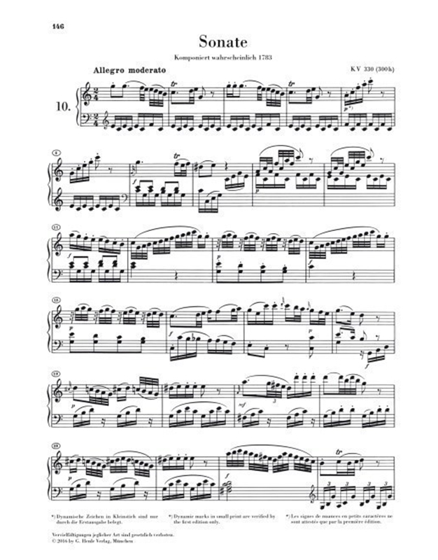 Wolfgang Amadeus Mozart - Piano Sonatas Vol II/ Henle Verlag Editions- Urtext