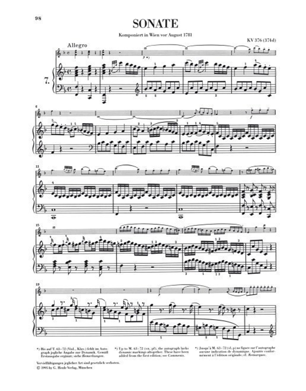 Wolfgang Amadeus Mozart - Sonatas For Piano And Violin Vol II/ Εκδόσεις Henle Verlay- Urtext