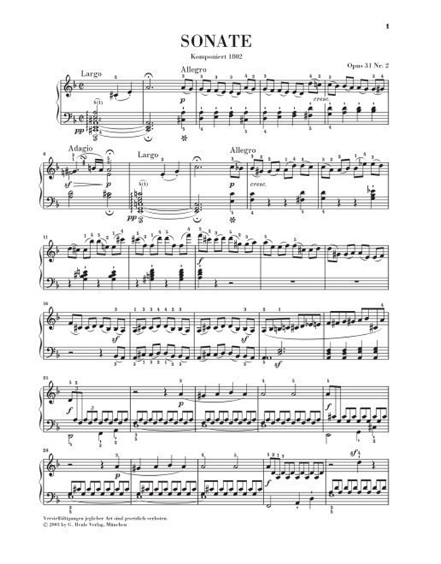Beethoven Sonata Dmin op.31 N.2 - TEMPEST / Henle Verlag Editions - Urtext