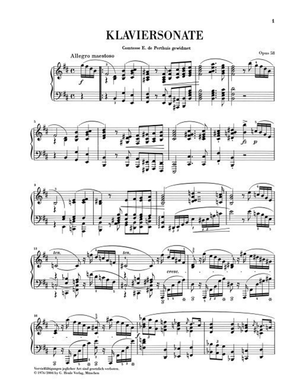 Frederic Chopin - Piano Sonata B Minor Op. 58/ Εκδόσεις Henle Verlag- Urtext