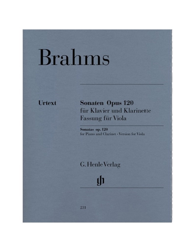 Brahms:Sonatas Op. 120  For Piano and Clarinet - Version For Viola