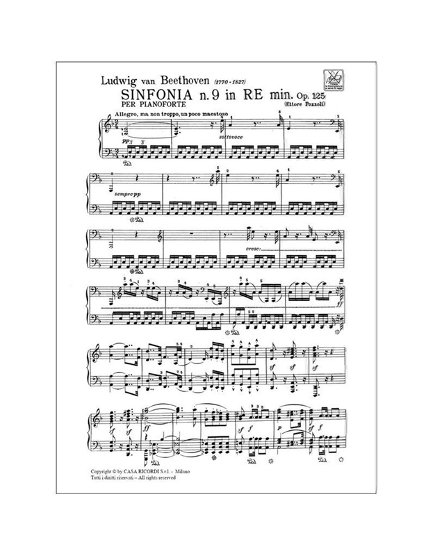 L.V.Beethoven - 9a Sinfonia in Re minore op. 125 (riduzione per pianoforte) / Ricordi editions