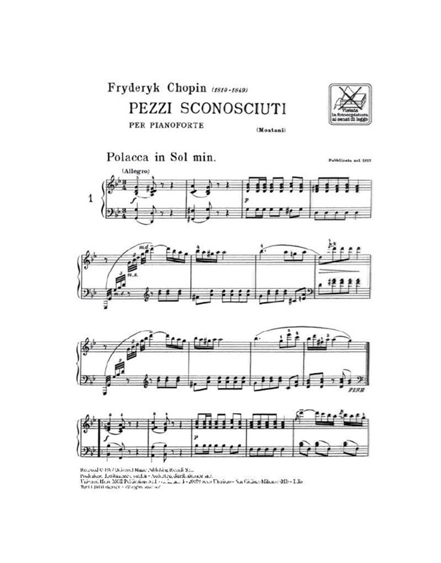 Frederic Chopin - Pezzi Sconosciuti per pianoforte / Ricordi editions