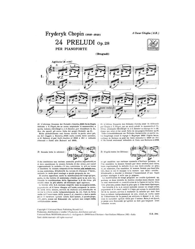 Frederic Chopin - 24 Preludi op. 28 per pianoforte / Εκδόσεις Ricordi