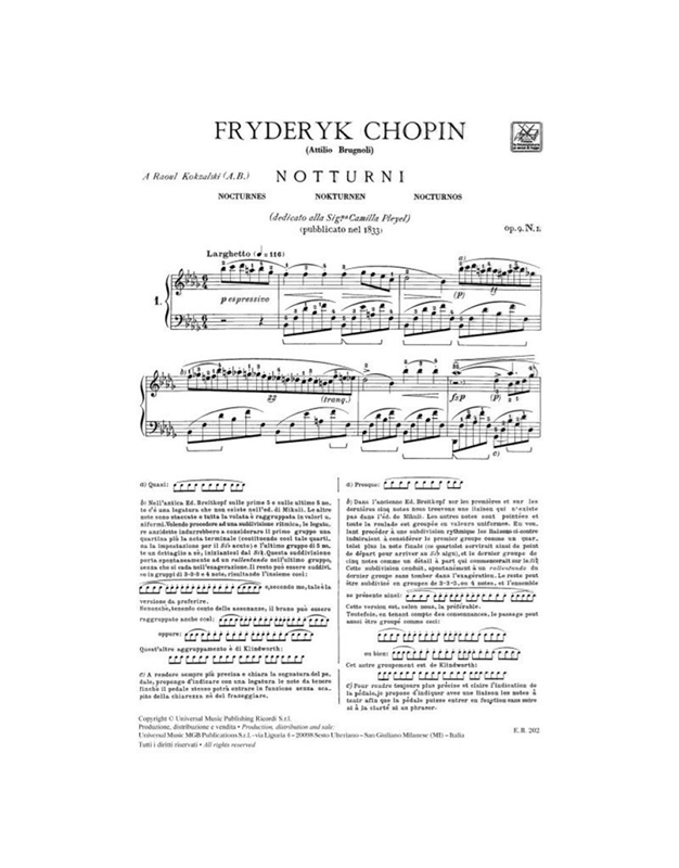Frederic Chopin - Notturni per pianoforte / Εκδόσεις Ricordi