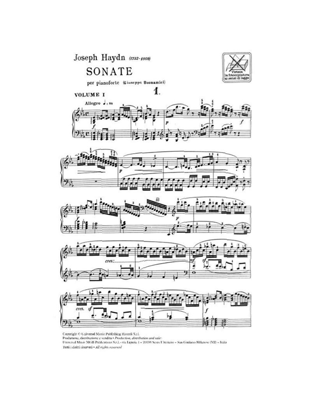 Joseph Haydn - Sonate per pianoforte Vol. I / Ricordi editions