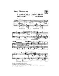 Franz Liszt - 2a Rapsodia Ungherese per pianoforte / Εκδόσεις Ricordi