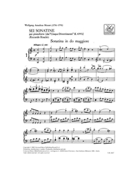 W.A.Mozart - Sei Sonatine per pianoforte / Ricordi editions
