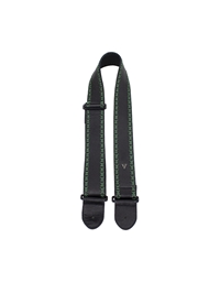 PERRI'S 2.5'' DS25-7293 Soft Black Glove Leather w/ Green Fancy Stitch Guitar - Bass Strap