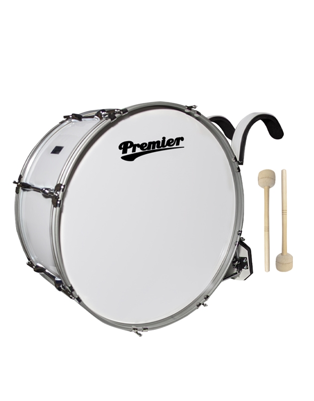 PREMIER Olympic 61624W  White Βass Drum 24'' x 10" with Carrier and Sticks
