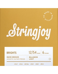 STRINGJOY SJ-BB1254 Brights 80/20 Bronze Acoustic Guitar Strings (12-54)