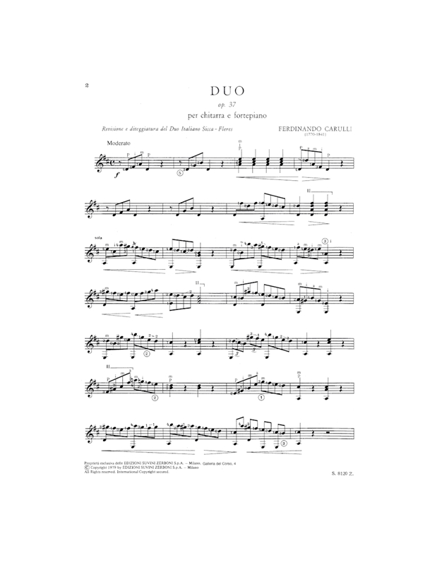Carulli Ferdinando - Duo Op. 37 Per Guitarra E Fortepiano