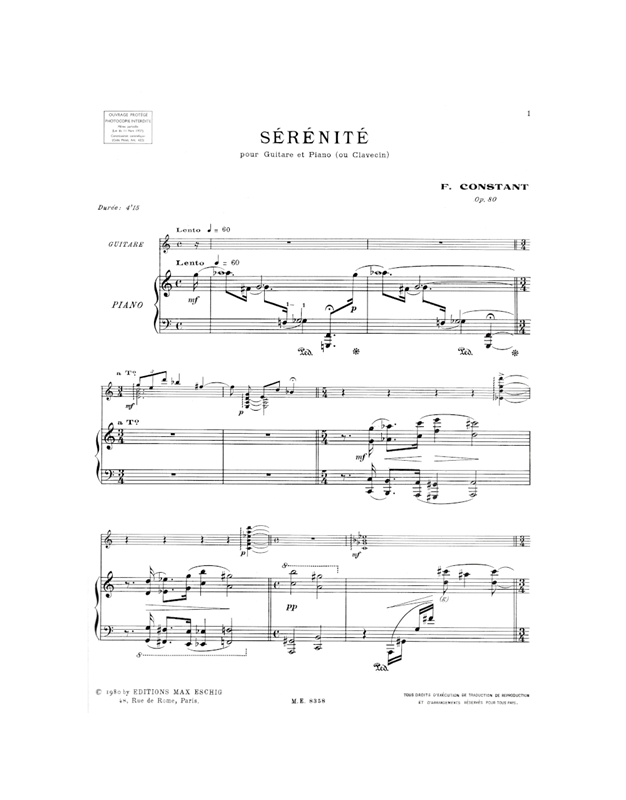 Constant Franz - Serenite For Guitar And Piano
