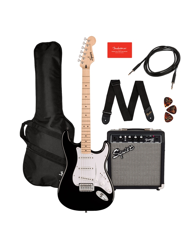 FENDER Squier Sonic Stratocaster MN BLK w/ Gig Bag, Frontman 10G Electric Guitar Pack
