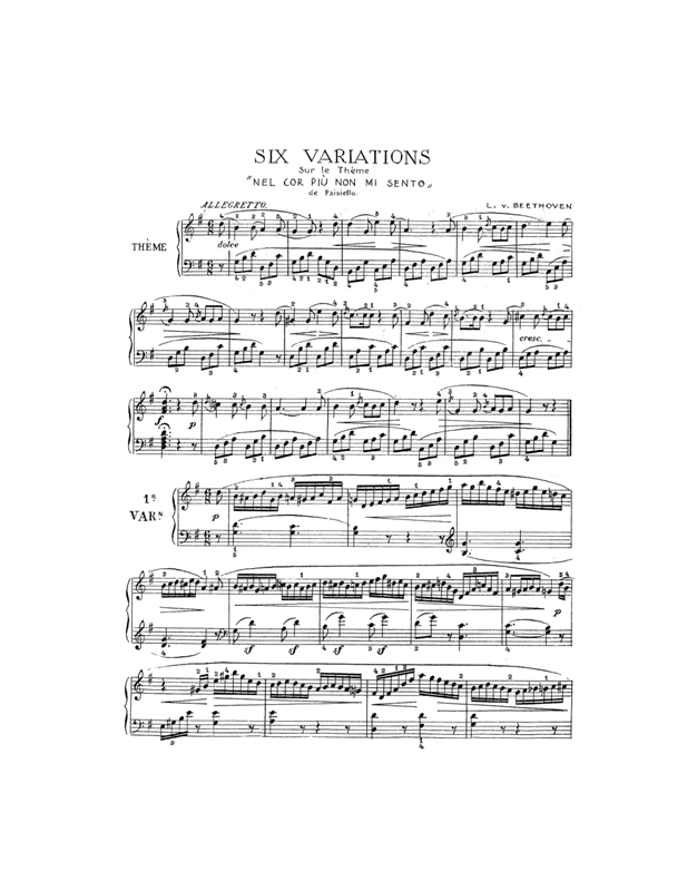 Ludwig Van Beethoven - 6 Variations For Piano In G Major, On Theme «Nel Cor Piu Non Mi Sento»